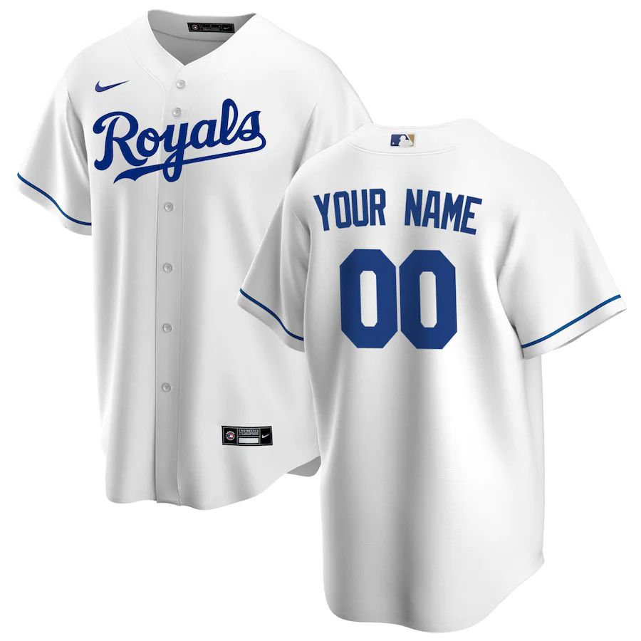 Youth Kansas City Royals Nike White Home Replica Custom MLB Jerseys-0